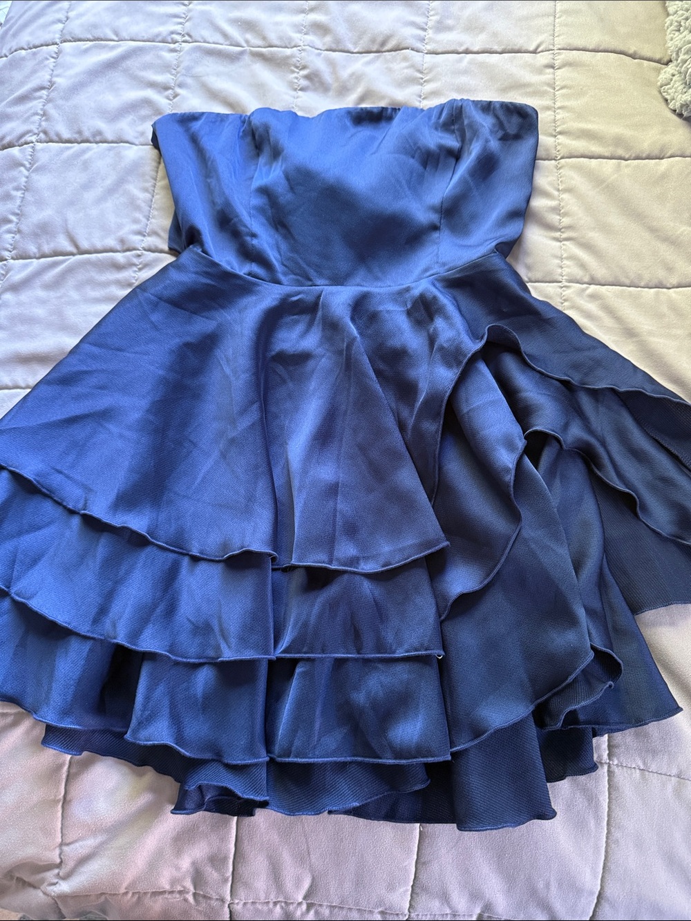 Lucy in the Sky Strapless Tiered Dress in Deep Blue
